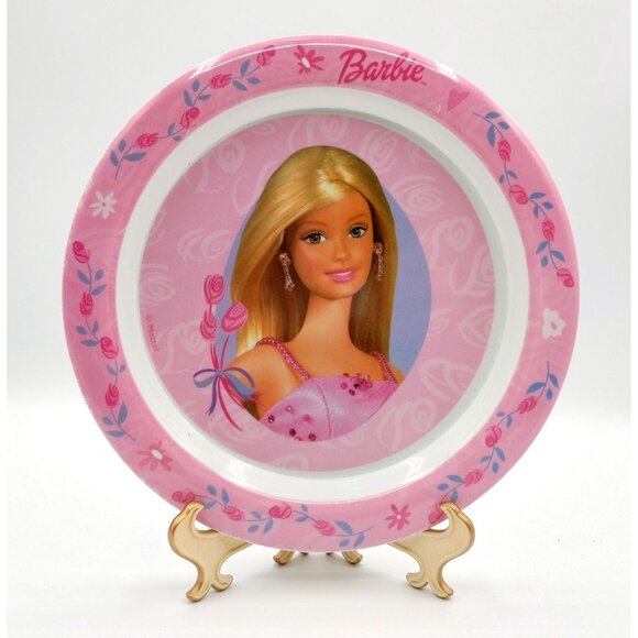 Vintage  Mattel Barbie Melamine Flowers Pink Plate & Bowl Set - Picture 3 of 6